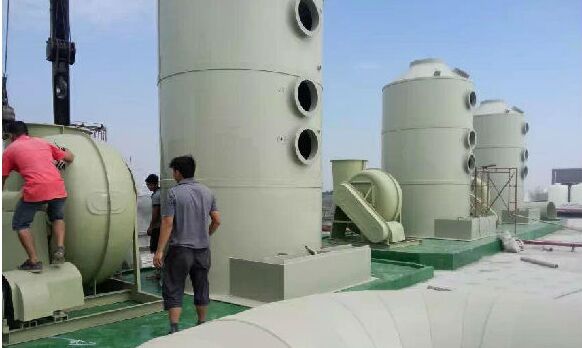 pp塑料凈化塔施工現場